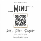 Scannen naar menu QR Code Business Sticker (Voorkant)