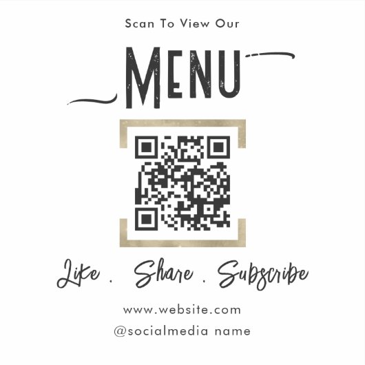 Scannen naar menu QR Code Business Sticker (Voorkant)