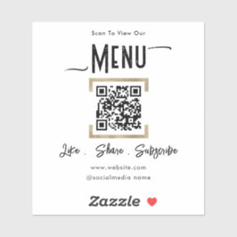 Scannen naar menu QR Code Business Sticker