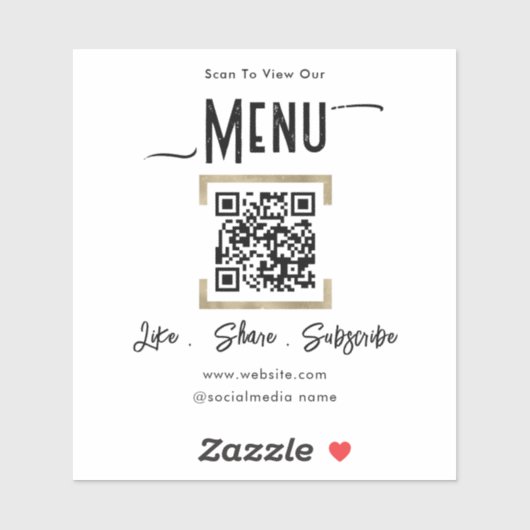 Scannen naar menu QR Code Business Sticker (Vel)
