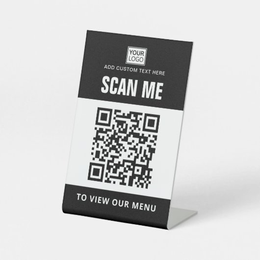 Scannen naar menu uitzicht aangepaste logo QR-code Reclamebord Met Voetstuk (Voorkant)