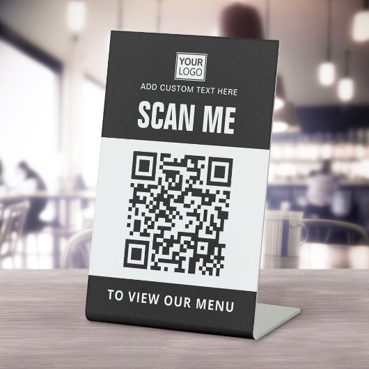 Scannen naar menu uitzicht aangepaste logo QR-code Reclamebord Met Voetstuk