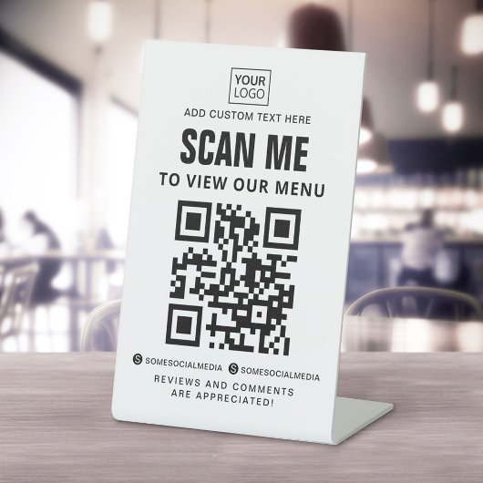 Scannen naar menu uitzicht aangepaste logo QR-code Reclamebord Met Voetstuk