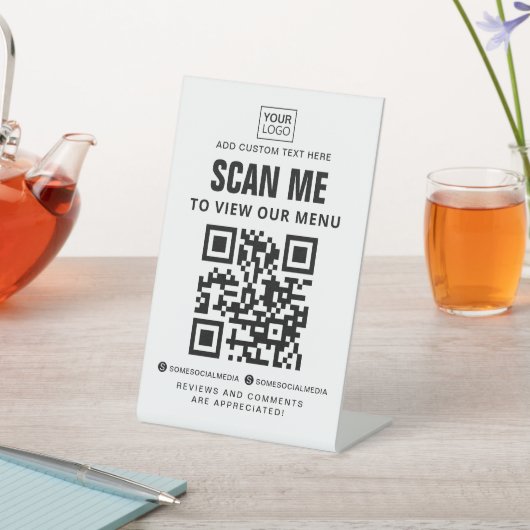 Scannen naar menu uitzicht aangepaste logo QR-code Reclamebord Met Voetstuk (Insitu)