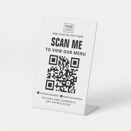 Scannen naar menu uitzicht aangepaste logo QR-code Reclamebord Met Voetstuk (Voorkant)