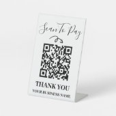 Scannen naar minimale zwart-witcode reclamebord met voetstuk (Voorkant)