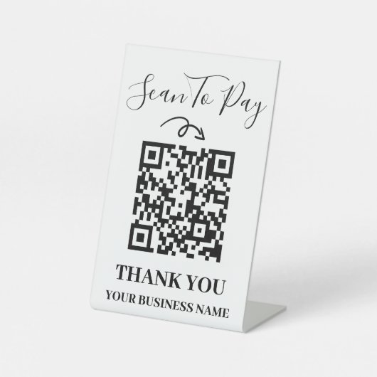 Scannen naar minimale zwart-witcode reclamebord met voetstuk (Voorkant)