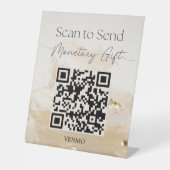 Scannen naar monetair cadeaubord reclamebord met voetstuk (Voorkant)