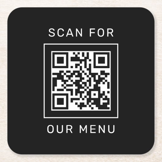 Scannen naar onze aangepaste QR-menucode en Logo Kartonnen Onderzetters (Voorkant)