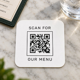 Scannen naar onze aangepaste QR-menucode en Logo Kartonnen Onderzetters