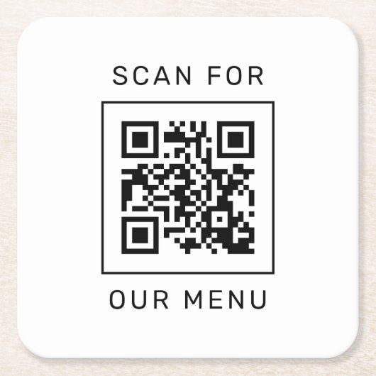 Scannen naar onze aangepaste QR-menucode en Logo Kartonnen Onderzetters (Voorkant)