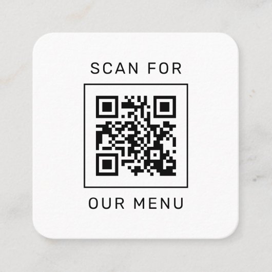 Scannen naar onze aangepaste QR-menucode en Logo Vierkante Visitekaartje (Voorkant)
