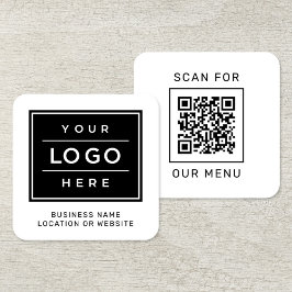 Scannen naar onze aangepaste QR-menucode en Logo Vierkante Visitekaartje