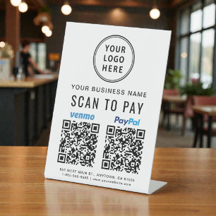 Scannen naar Pay PayPal Venmo QR Codes Logo Reclamebord Met Voetstuk