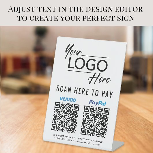 Scannen naar Pay PayPal Venmo QR Codes Logo Reclamebord Met Voetstuk