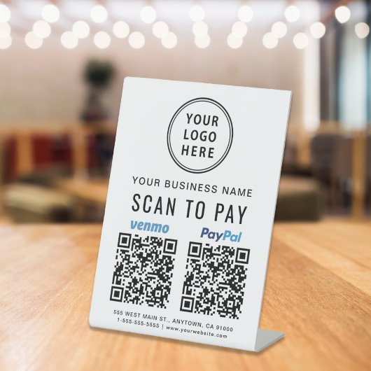 Scannen naar Pay PayPal Venmo QR Codes Logo Reclamebord Met Voetstuk