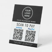 Scannen naar Pay PayPal Venmo QR-codes zwart-wit Reclamebord Met Voetstuk (Voorkant)