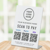 Scannen naar Pay PayPal Venmo Zelle QR Codes Logo Reclamebord Met Voetstuk