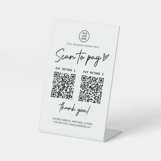 Scannen naar Pay Qr Code Betalingslinks Pedestal S Reclamebord Met Voetstuk (Voorkant)
