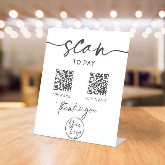 Scannen naar Pay QR Code White Pedestal Sign Reclamebord Met Voetstuk