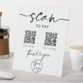 Scannen naar Pay QR Code White Pedestal Sign Reclamebord Met Voetstuk (Insitu)