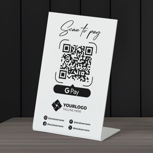 Scannen naar Pay Sign QR Code Google Pay Betaling Reclamebord Met Voetstuk
