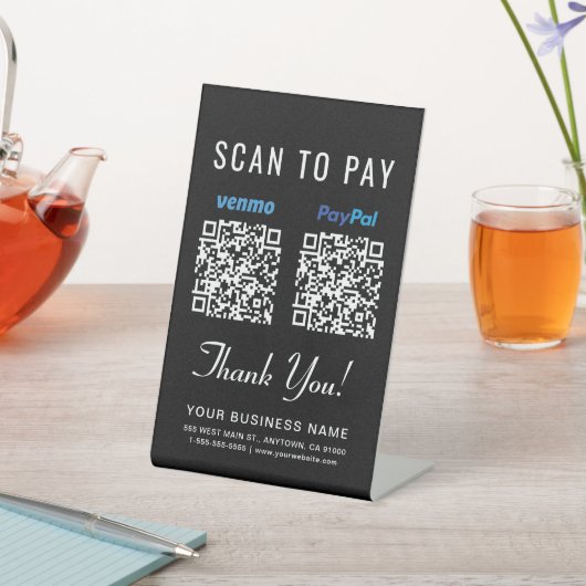 Scannen naar PayPal PayPal PayPal QR-codes zwart Reclamebord Met Voetstuk (Insitu)