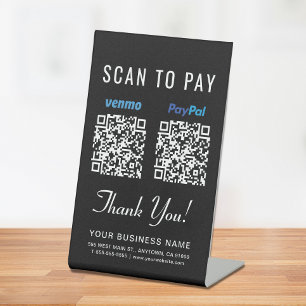Scannen naar PayPal PayPal PayPal QR-codes zwart Reclamebord Met Voetstuk