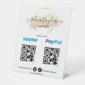 Scannen naar PayPal PayPal QR-code Cashapp Blush Reclamebord Met Voetstuk (Voorkant)