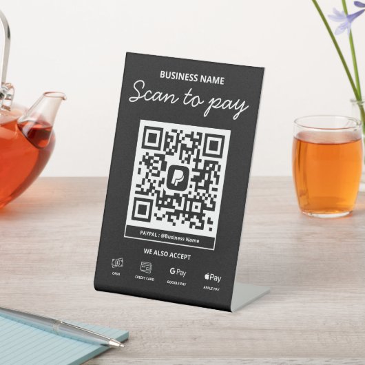 Scannen naar PayPal QR-code & meer Reclamebord Met Voetstuk (Insitu)