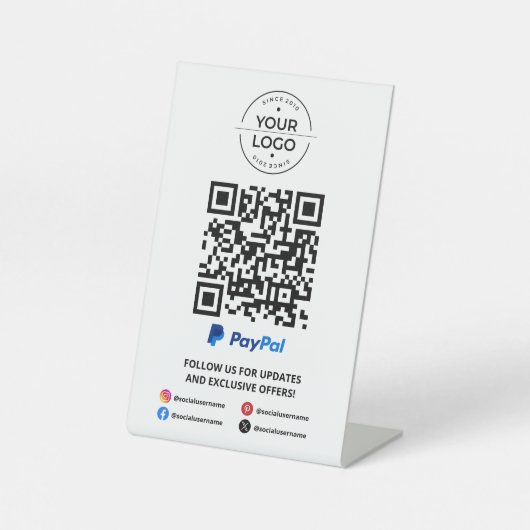 Scannen naar PayPal QR Code Reclamebord Met Voetstuk (Voorkant)