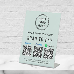 Scannen naar PayPal Venmo CashApp QR Code Logo Min Reclamebord Met Voetstuk