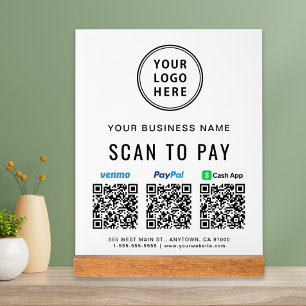 Scannen naar PayPal Venmo CashApp QR Codes Logo Acryl Bord