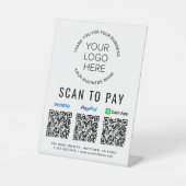 Scannen naar PayPal Venmo CashApp QR Codes Logo Reclamebord Met Voetstuk (Voorkant)