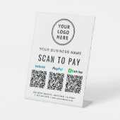 Scannen naar PayPal Venmo CashApp QR Codes Logo Reclamebord Met Voetstuk (Voorkant)