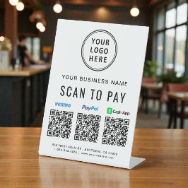 Scannen naar PayPal Venmo CashApp QR Codes Logo Reclamebord Met Voetstuk