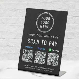 Scannen naar PayPal Venmo CashApp QR Codes Logo Reclamebord Met Voetstuk