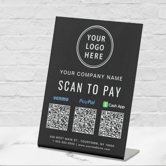 Scannen naar PayPal Venmo CashApp QR Codes Logo Reclamebord Met Voetstuk