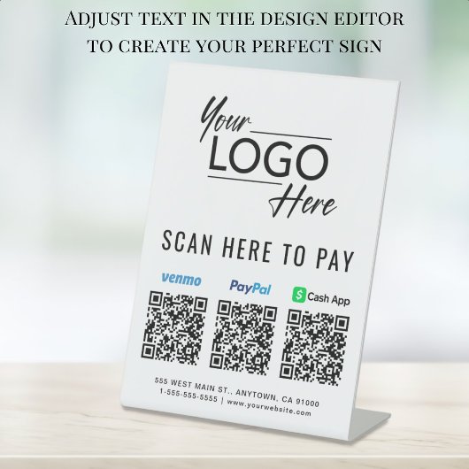 Scannen naar PayPal Venmo CashApp QR Codes Logo Reclamebord Met Voetstuk