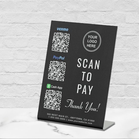 Scannen naar PayPal Venmo CashApp QR Codes Logo Reclamebord Met Voetstuk