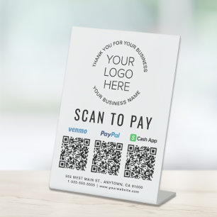 Scannen naar PayPal Venmo CashApp QR Codes Logo Reclamebord Met Voetstuk