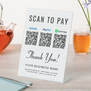 Scannen naar PayPal Venmo CashApp QR-codes Reclamebord Met Voetstuk