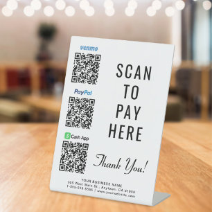 Scannen naar PayPal Venmo CashApp QR-codes Reclamebord Met Voetstuk