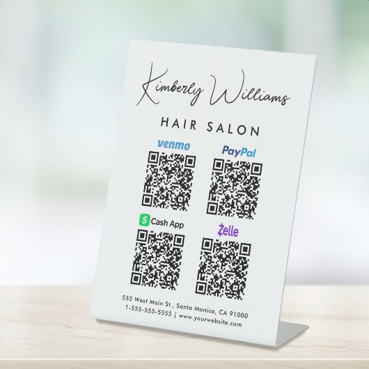 Scannen naar PayPal Venmo CashApp Zelle QR-code Reclamebord Met Voetstuk