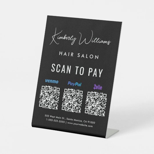 Scannen naar PayPal Venmo Zelle QR Code Business Reclamebord Met Voetstuk (Voorkant)