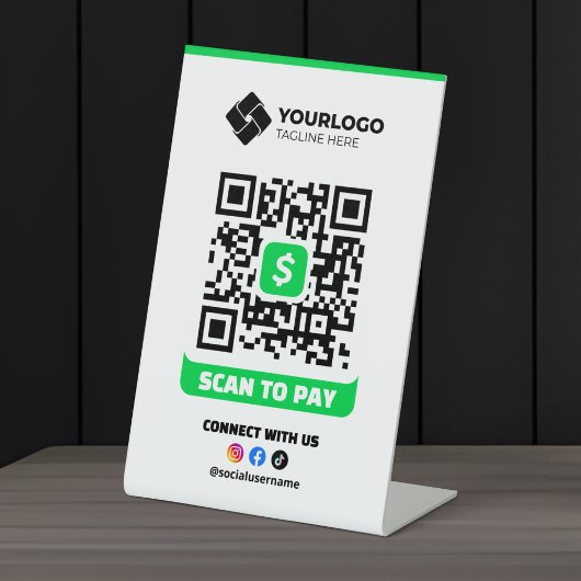 Scannen naar QR-code Betalen Cash App Logo Reclamebord Met Voetstuk