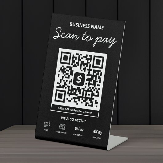 Scannen naar QR Code Cash App & Meer Reclamebord Met Voetstuk