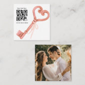 Scannen naar RSVP Wedding QR Code Response Uitnodi Vierkante Visitekaartje (Voorkant / Achterkant)