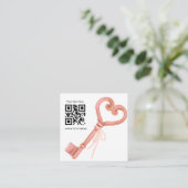Scannen naar RSVP Wedding QR Code Response Uitnodi Vierkante Visitekaartje (Staand voorkant)