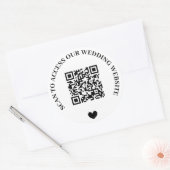 Scannen naar toegang tot website Hart QR-code Ronde Sticker (Envelop)